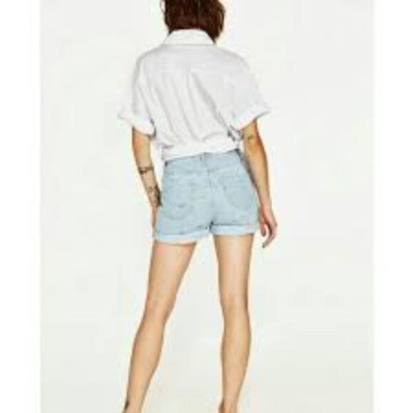 ZARA x MAUI SONS Women's Shorts Size 6 Shark Embroidered Denim High-Rise - Picture 4 of 5